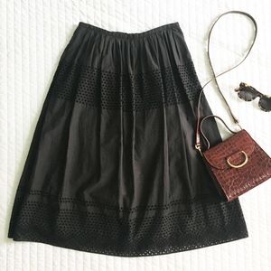 Madewell Black Eyelet Midi Skirt